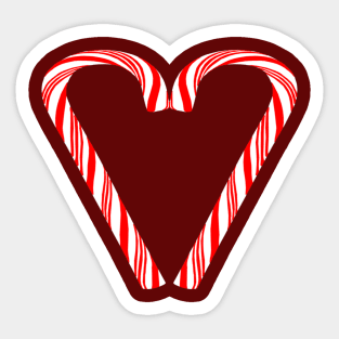 Peppermint Christmas Candy Cane Heart Sticker